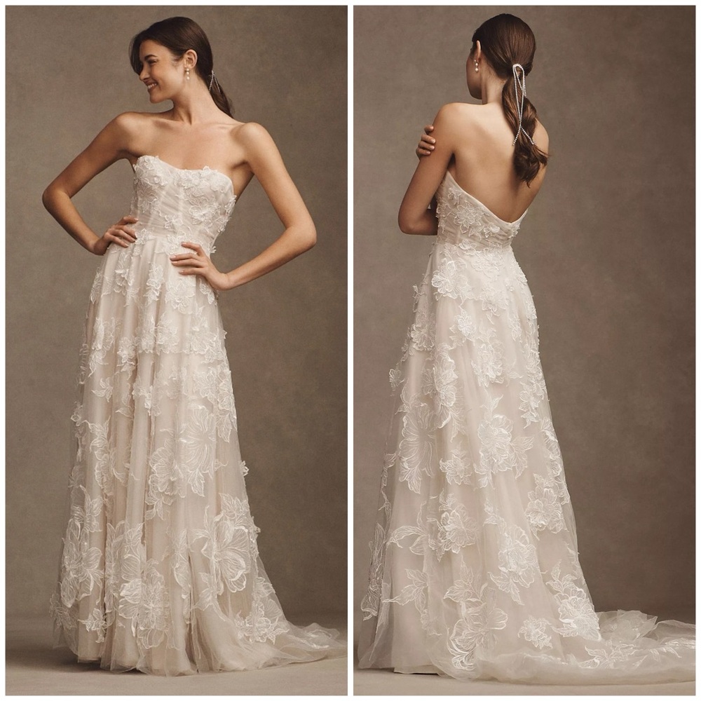 Strapless Lace A-Line Wedding Dress in Ivory